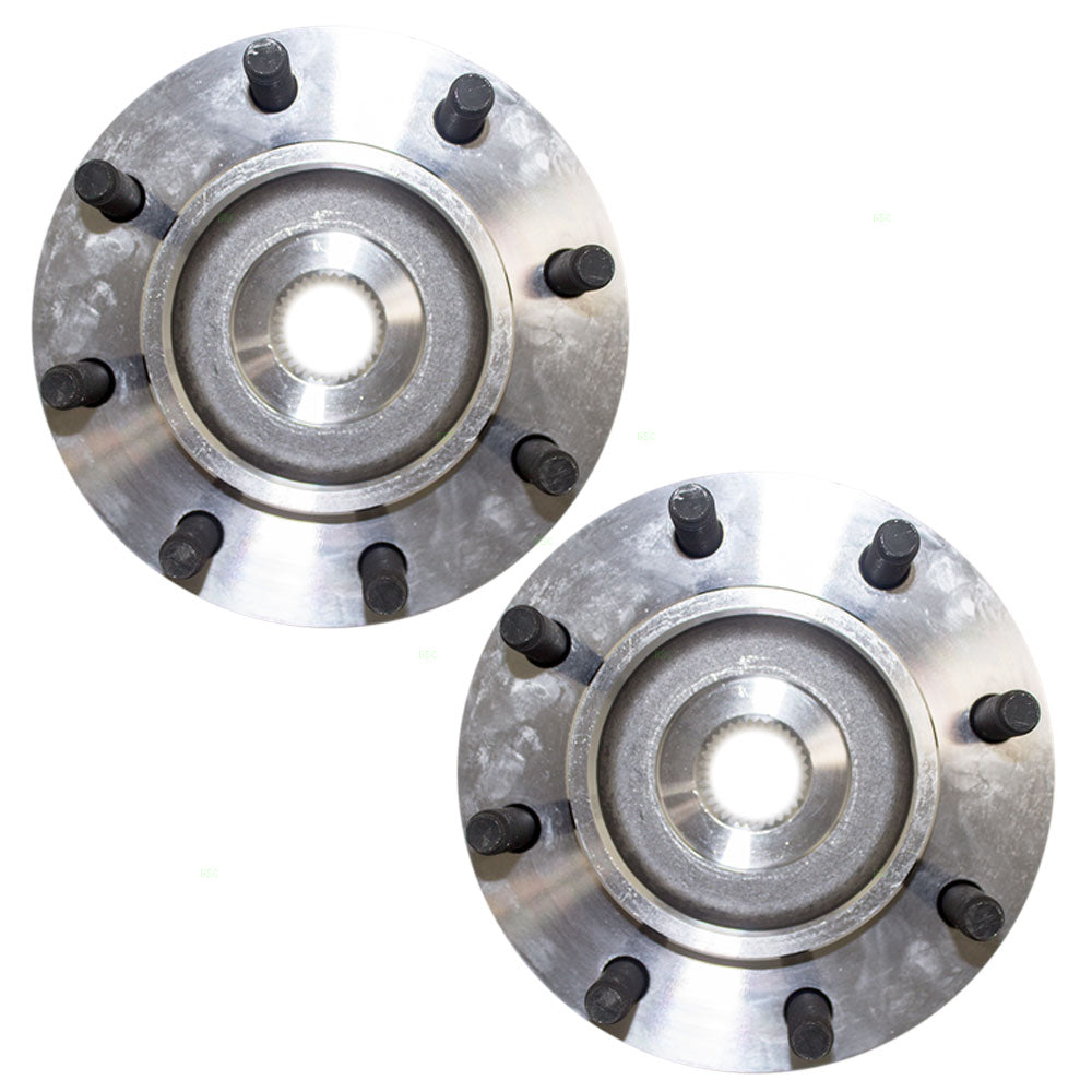 Brock Replacement Pair Set Front Wheel Hubs with Bearings Compatible with 2003 2004 2005 2500 3500 Pickup Truck with 4-Wheel Drive 5103507AA
