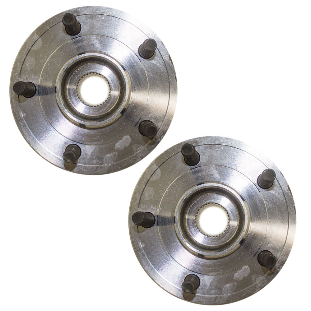 Brock Replacement Pair Set Front Wheel Hubs with Bearings Compatible with 2002-2005 1500 Pickup Truck with 2-Wheel ABS 68081028AA