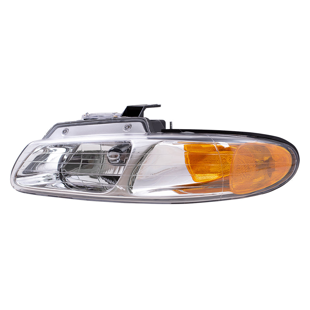 Brock Replacement Driver Headlight Compatible with 1996-2000 Caravan Town & Country Voyager Van without Quad Lamps 4857150AB