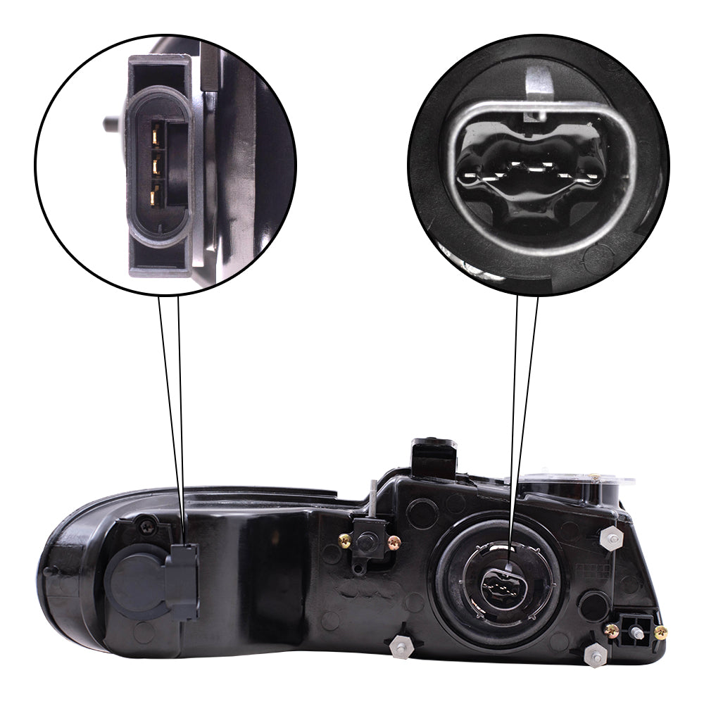Brock Replacement Driver Headlight Compatible with 1996-2000 Caravan Town & Country Voyager Van without Quad Lamps 4857150AB