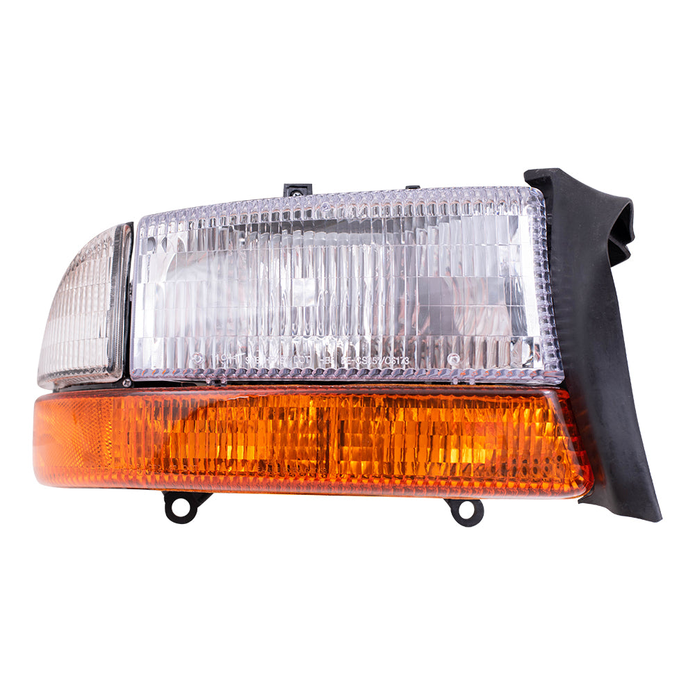 Brock Replacement Replacement Passenger Composite Headlight Headlamp with Park Signal Lamp Compatible with 1998-2004 Dakota 55055110AI