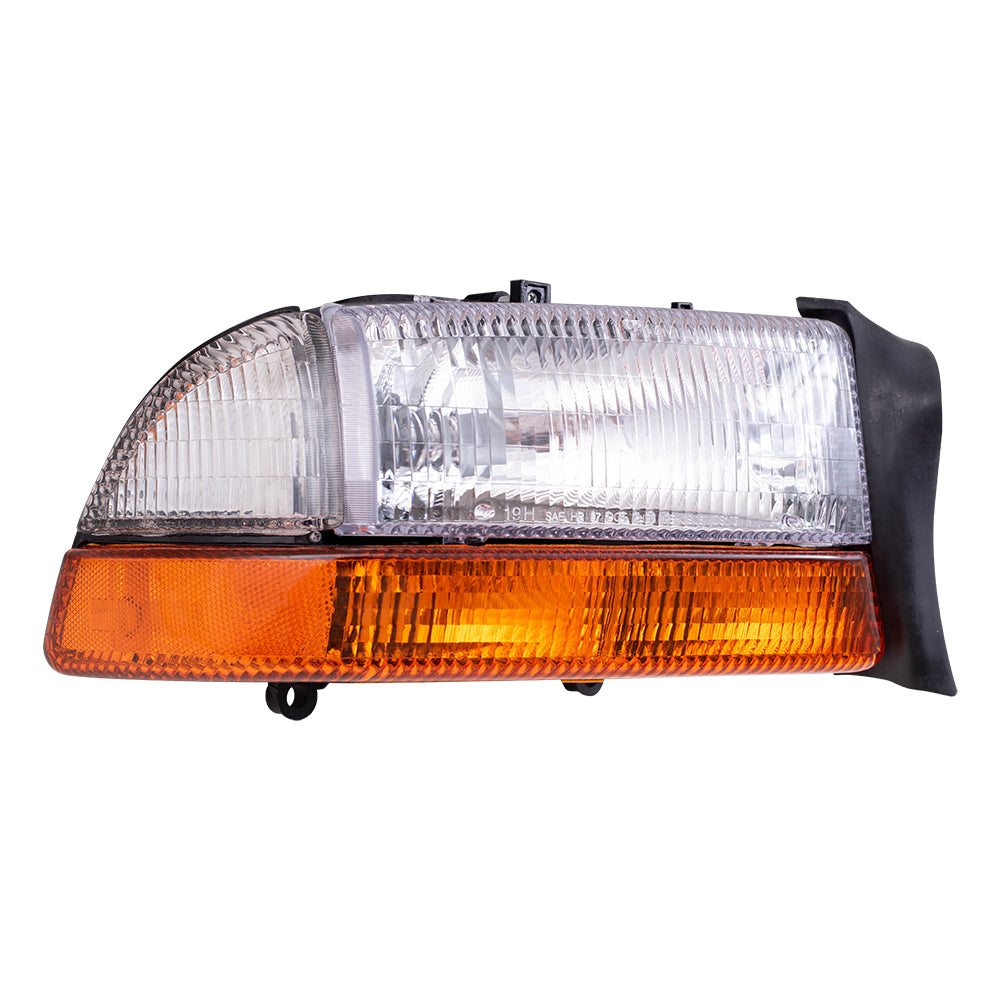 Brock Replacement Replacement Passenger Composite Headlight Headlamp with Park Signal Lamp Compatible with 1998-2004 Dakota 55055110AI