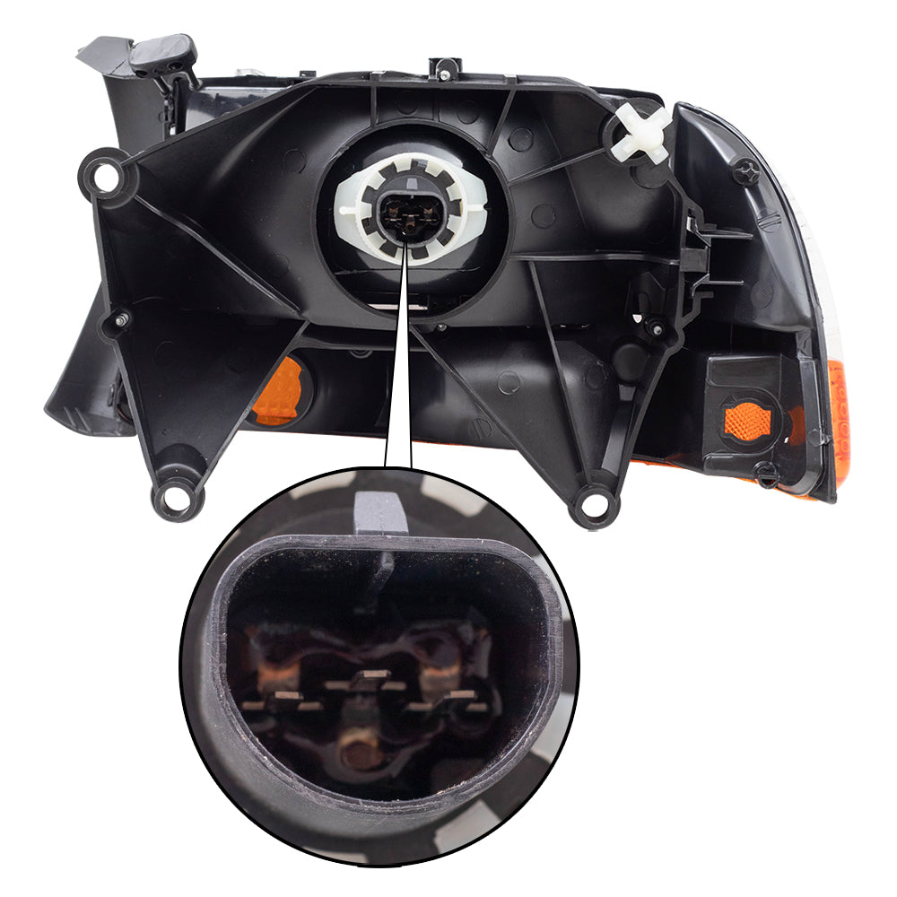 Brock Replacement Replacement Passenger Composite Headlight Headlamp with Park Signal Lamp Compatible with 1998-2004 Dakota 55055110AI