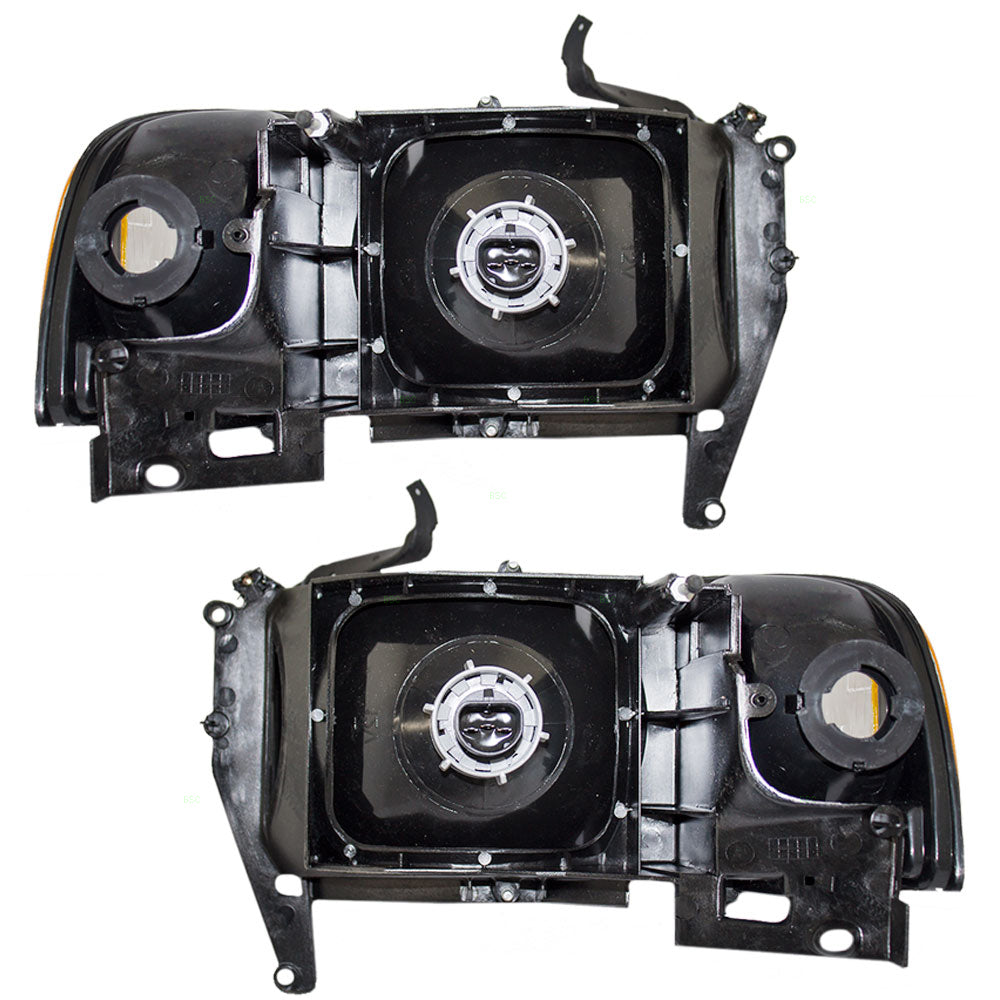 Brock Aftermarket Replacement Driver Left Passenger Right Halogen Combination Headlight and Corner Light Assembly Set