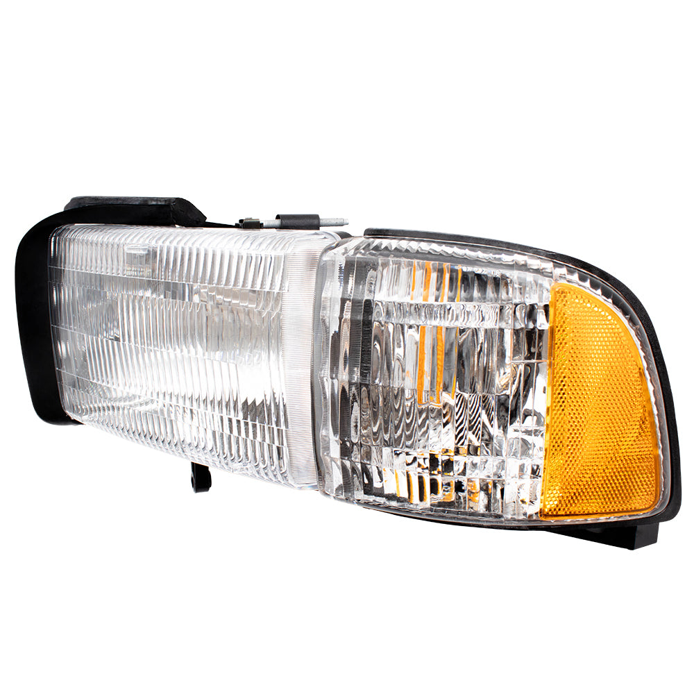 Brock Aftermarket Replacement Driver Left Halogen Combination Headlight and Corner Light Assembly