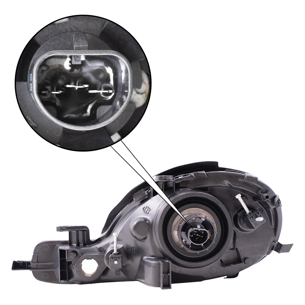 Brock Replacement Set Driver and Passenger Halogen Headlights with Chrome Bezel Compatible with 2000-2005 Neon 5288509AH 5288508AH