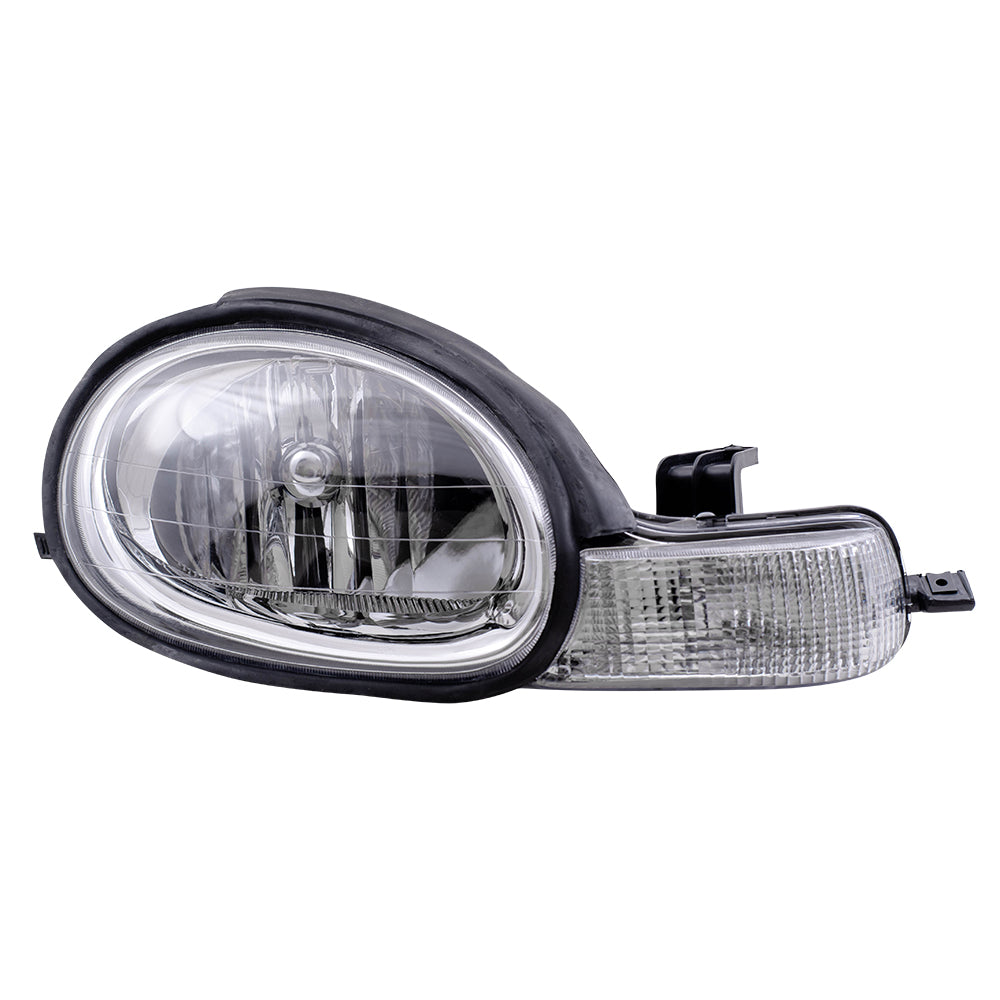 Brock Replacement Set Driver and Passenger Halogen Headlights with Chrome Bezel Compatible with 2000-2005 Neon 5288509AH 5288508AH