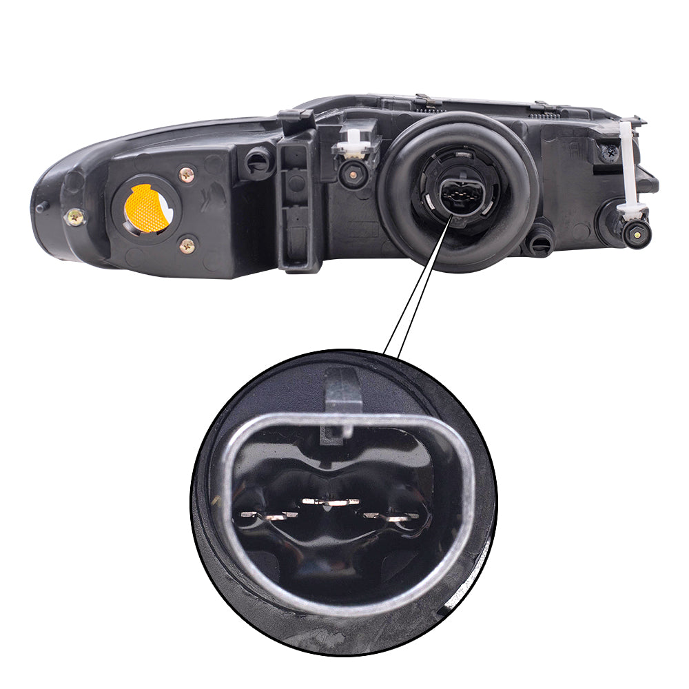 Brock Replacement Driver Headlight Compatible with 1996-2000 Sebring Convertible 5263987AB