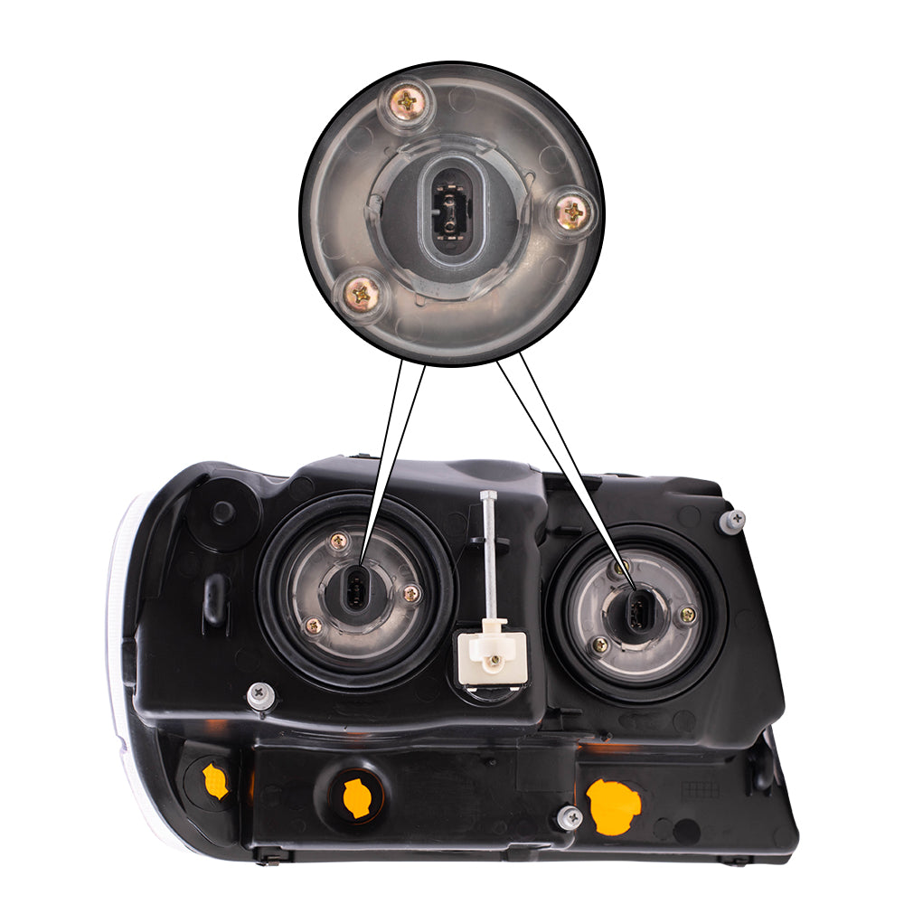 Brock Replacement Driver Headlight with Smoked Bezel and Amber Park Lamp Compatible with 1999-2004 Grand Cherokee 55155129AJ
