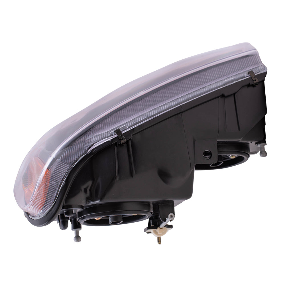 Brock Replacement Driver Headlight with Smoked Bezel and Amber Park Lamp Compatible with 1999-2004 Grand Cherokee 55155129AJ
