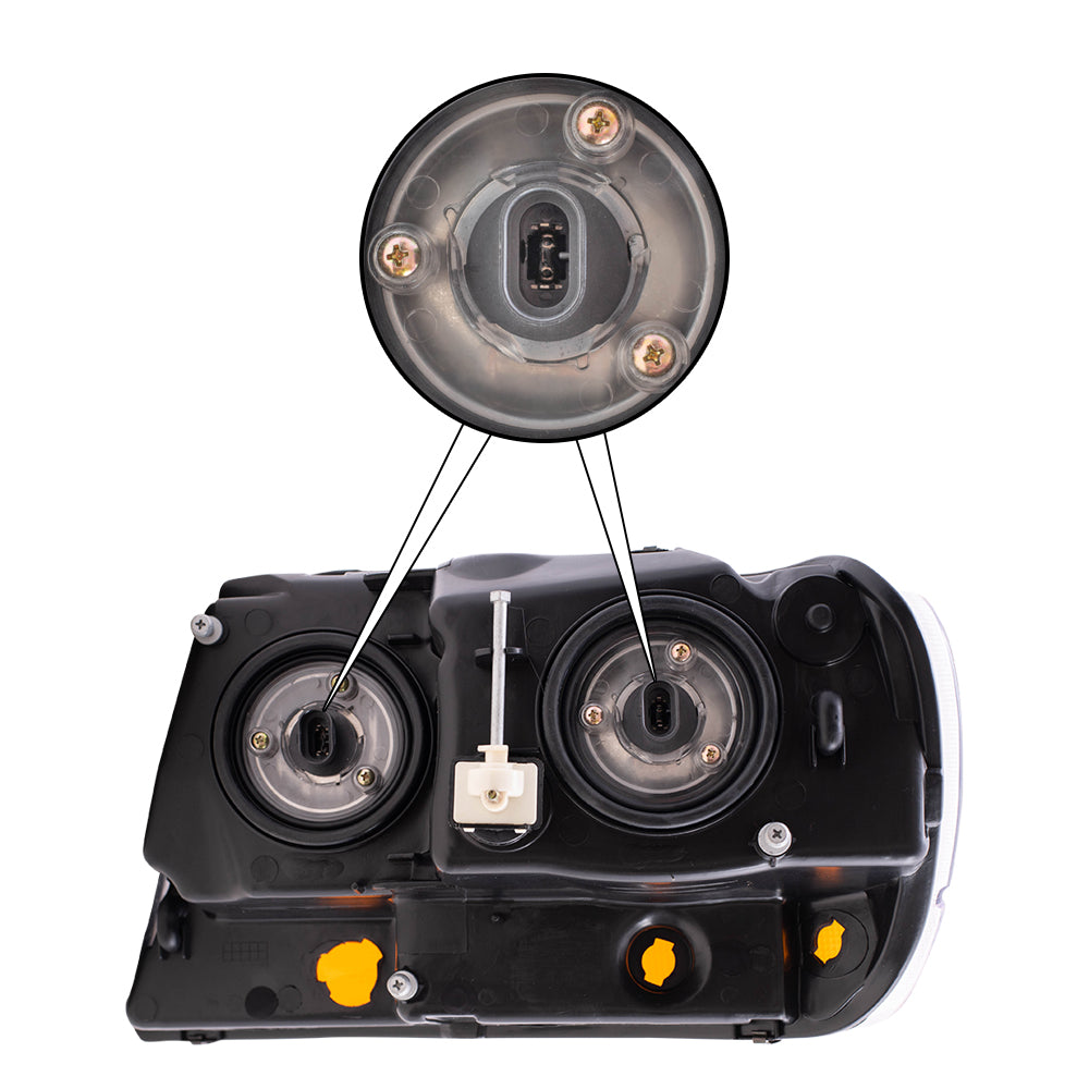 Brock Replacement Passenger Headlight with Smoked Bezel and Amber Park Lamp Compatible with 1999-2004 Grand Cherokee 5103400AA