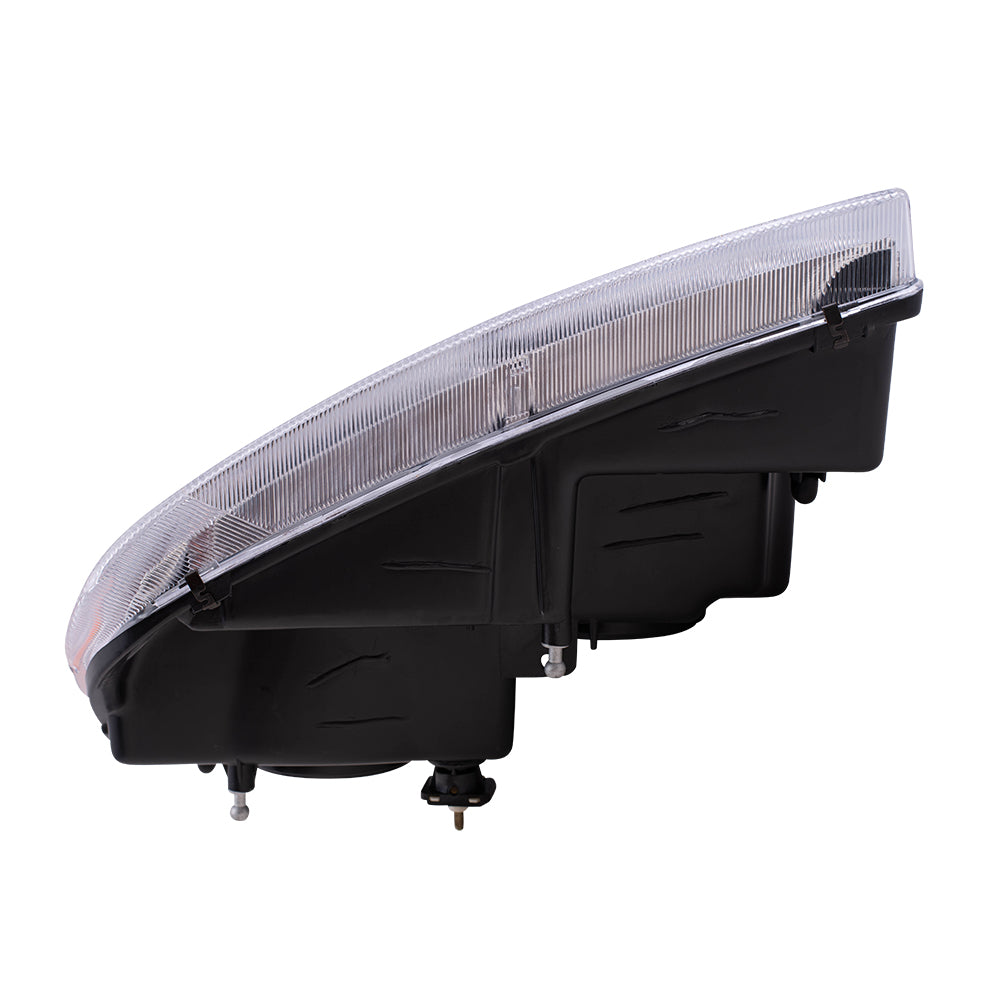 Brock Replacement Passenger Halogen Headlight Chrome Bezel Clear Park Lamp Compatible with 1999-2004 Grand Cherokee 55155552AI