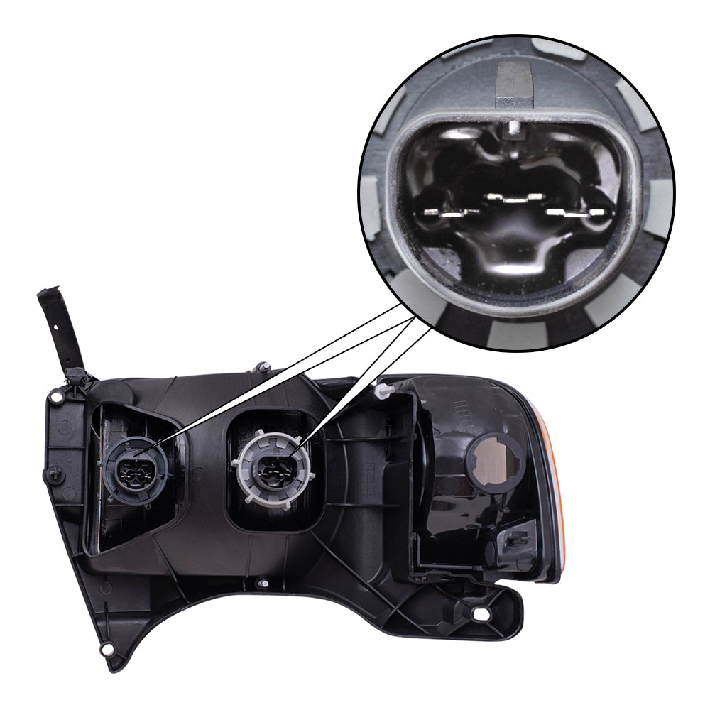 Brock Replacement Set Driver and Passenger Halogen Headlights with Corner Light Compatible with 1999-2002 Pickup Truck w/ Sport Package