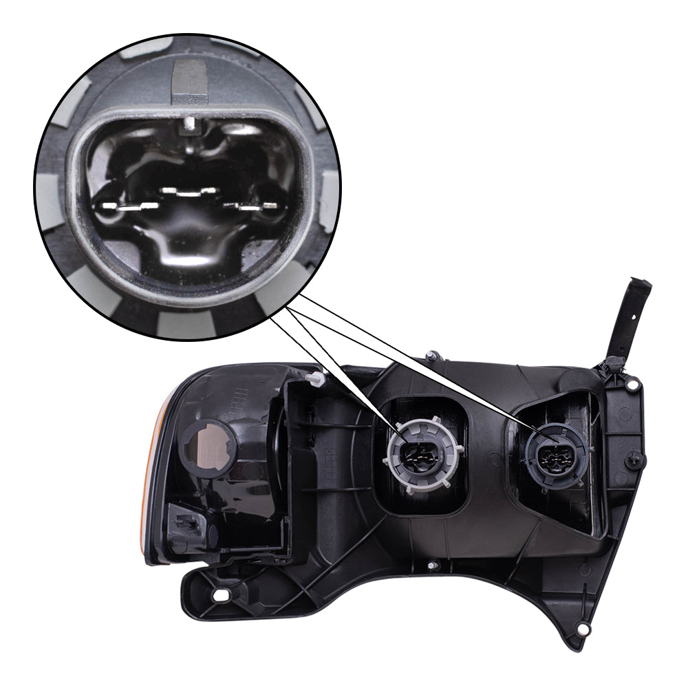 Brock Replacement Driver Halogen Headlight with Corner Light Compatible with 1999-2002 Pickup Truck w/ Sport Package 55077025AC