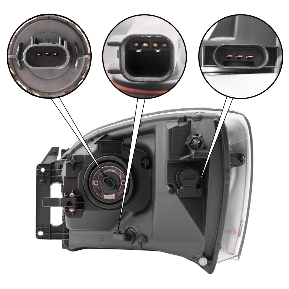 Brock Replacement Set Driver and Passenger Headlights with Chrome Bezel Compatible with 2006 1500 2500 3500 Pickup Truck