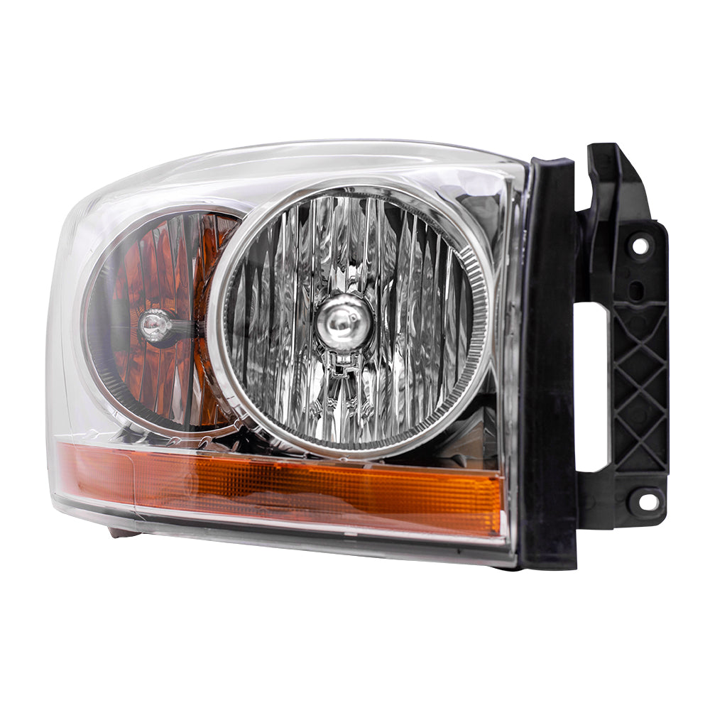 Brock Replacement Set Driver and Passenger Headlights with Chrome Bezel Compatible with 2006 1500 2500 3500 Pickup Truck