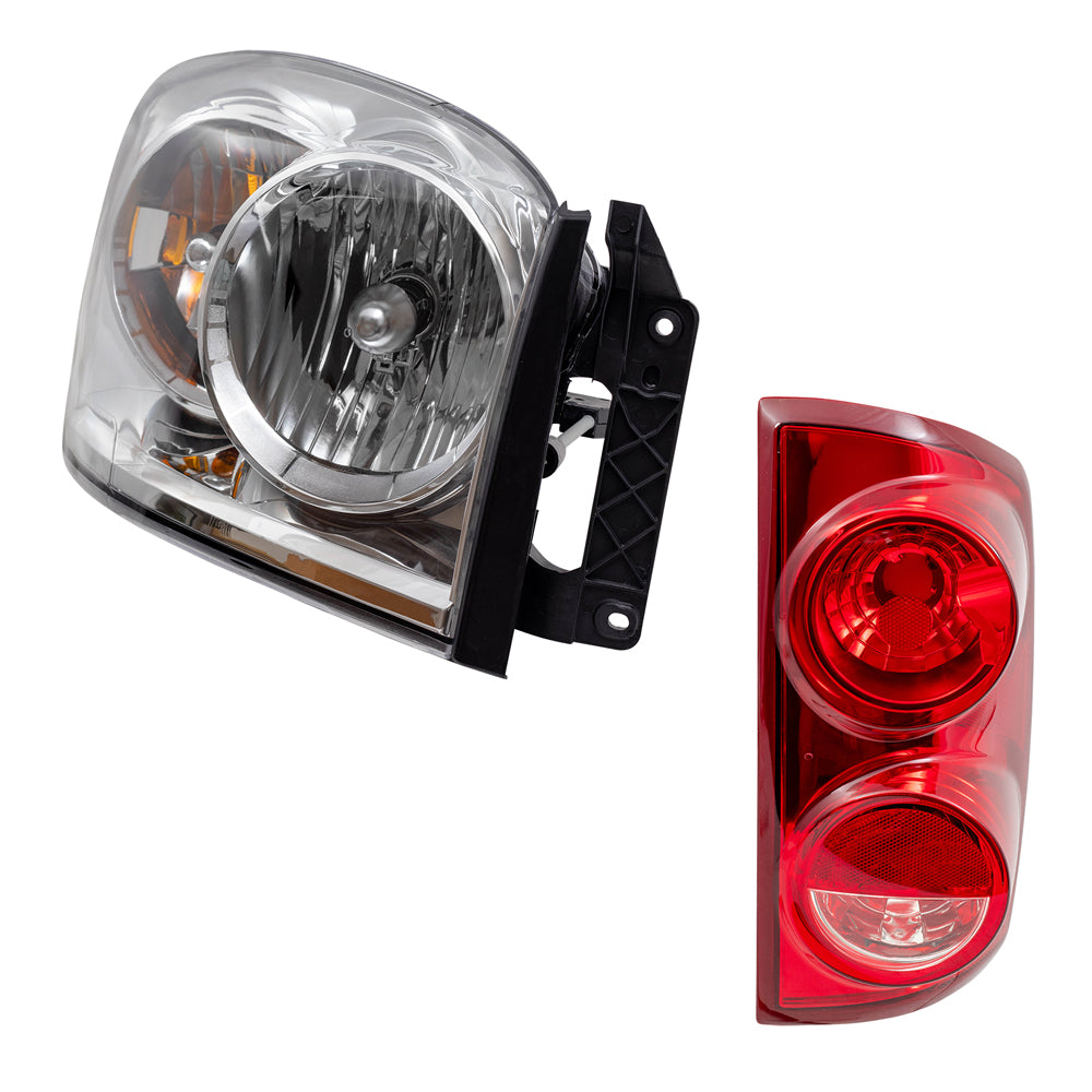 Brock Replacement Headlights and Tail Lights Compatible with 2007-2008 1500 2007-2009 2500/3500 Pickup Truck