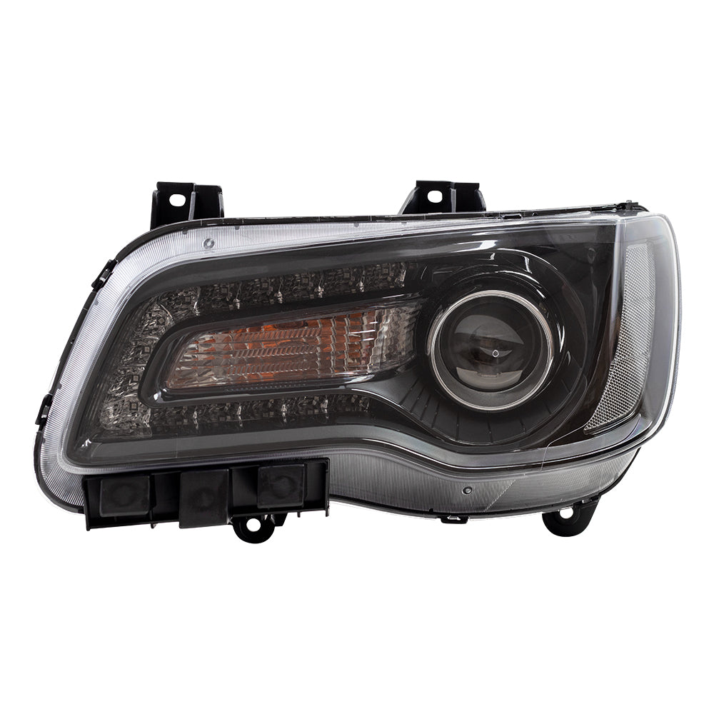 Brock Replacement Driver Halogen Headlight with Black Bezel Compatible with 2015-2017 300 Sedan