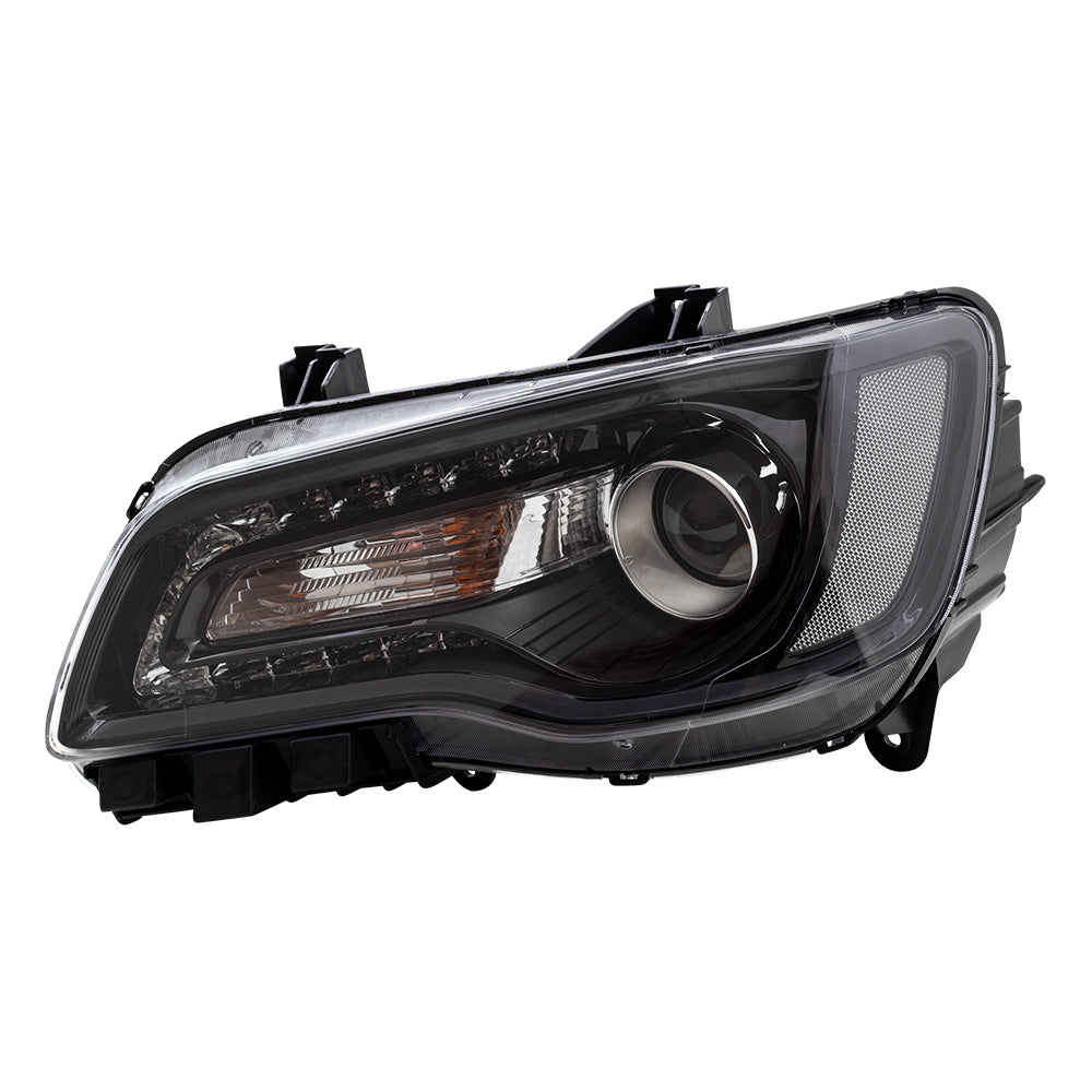 Brock Replacement Driver Halogen Headlight with Black Bezel Compatible with 2015-2017 300 Sedan