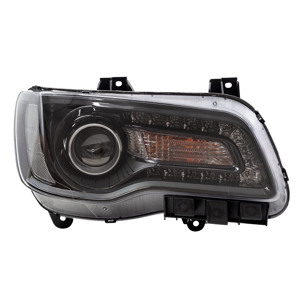 Brock Replacement Passenger Halogen Headlight with Black Bezel Compatible with 2015-2017 300 Sedan