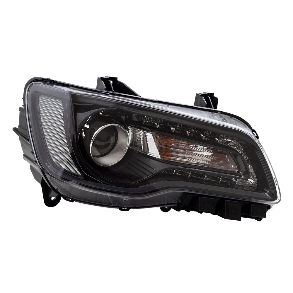 Brock Replacement Passenger Halogen Headlight with Black Bezel Compatible with 2015-2017 300 Sedan