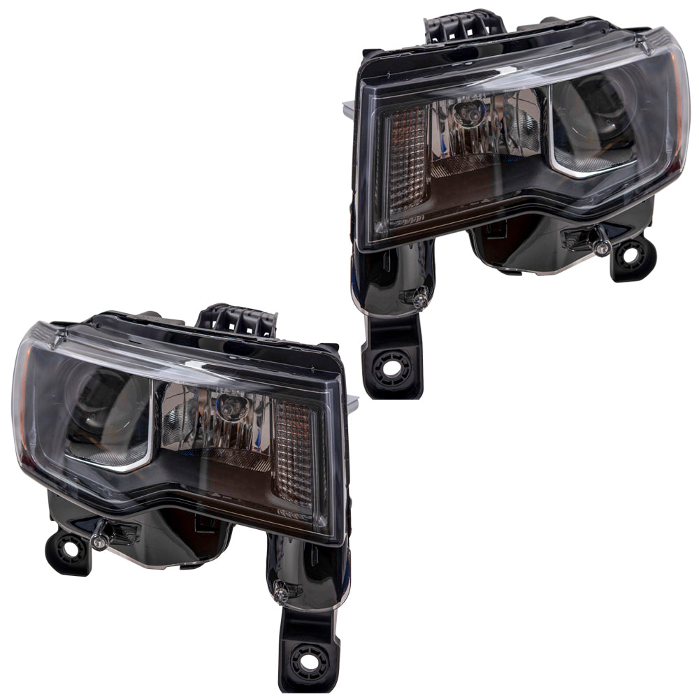 CAPA Headlight for 2017-2021 Grand Cherokee w/ Black Bezel 2022-2022 Grand Cherokee WK Set