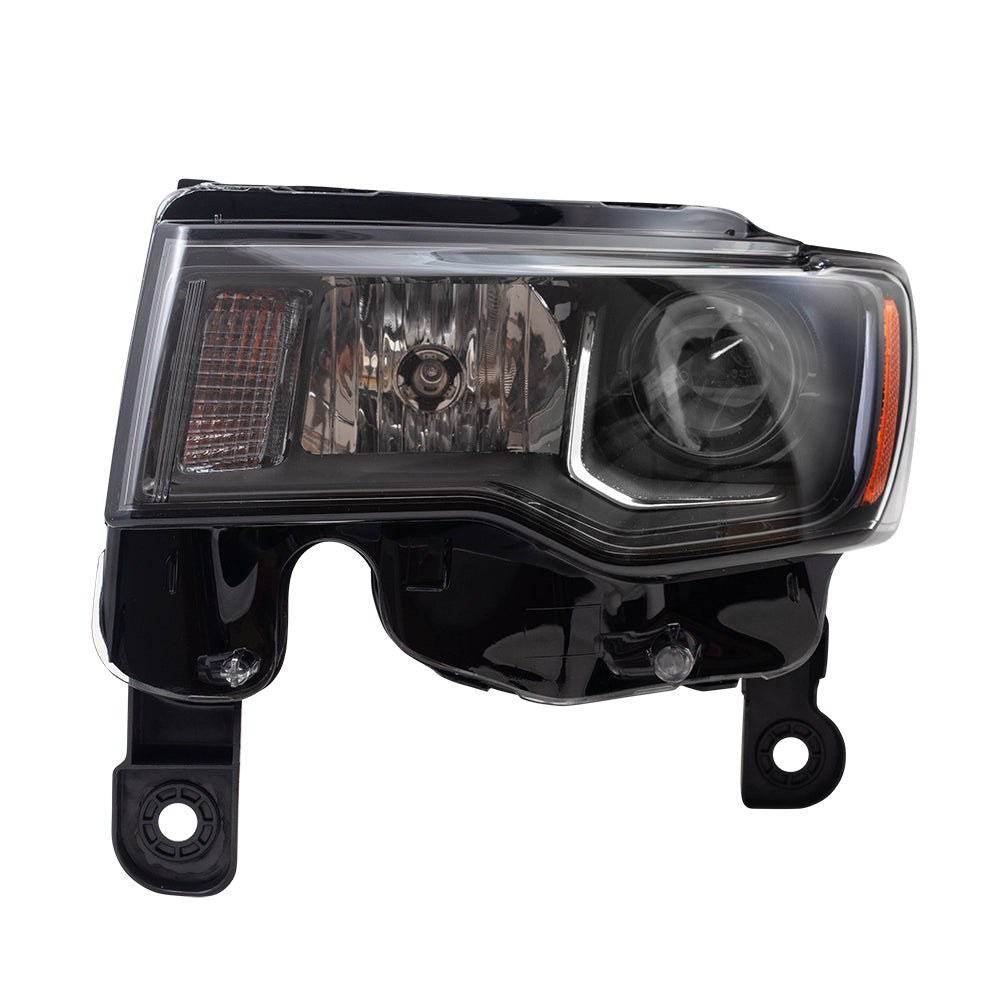 Brock Replacement Driver Halogen Headlight with Black Bezel Compatible with 2017-2021 Jeep Grand Cherokee