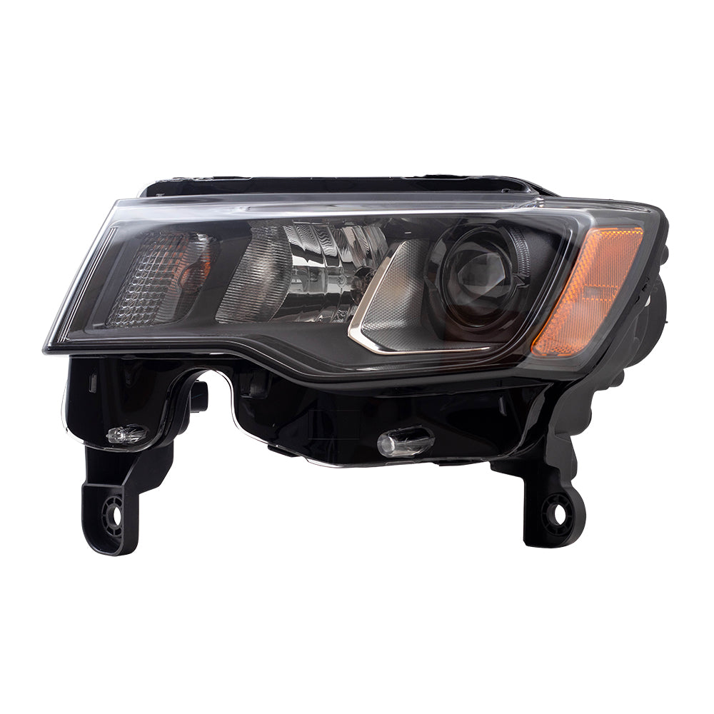 Brock Replacement Driver Halogen Headlight with Black Bezel Compatible with 2017-2021 Jeep Grand Cherokee