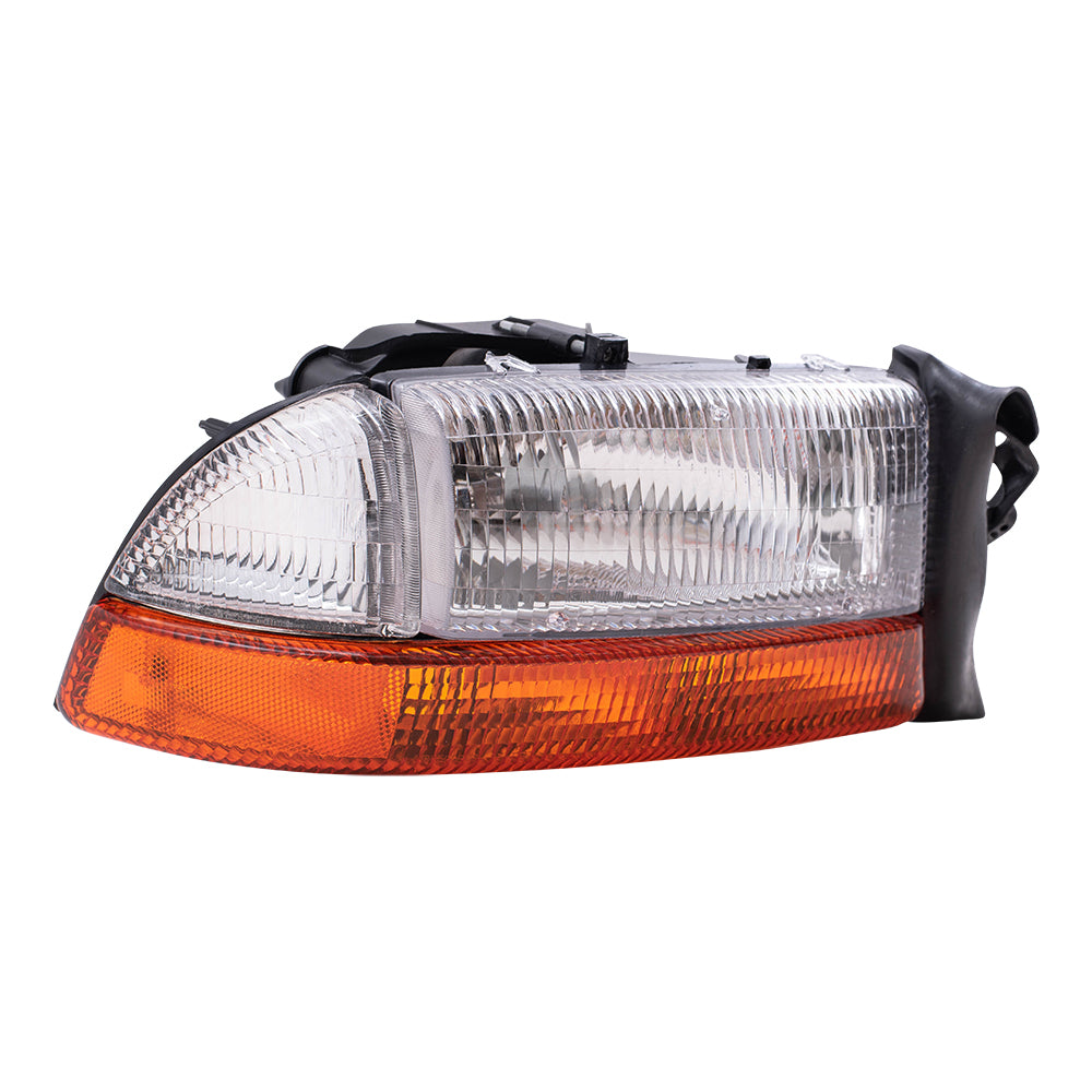 Brock Replacement Set Driver and Passenger Composite Headlights with Park Signal Lamp Compatible with 1997 Dakota 1998 Durango