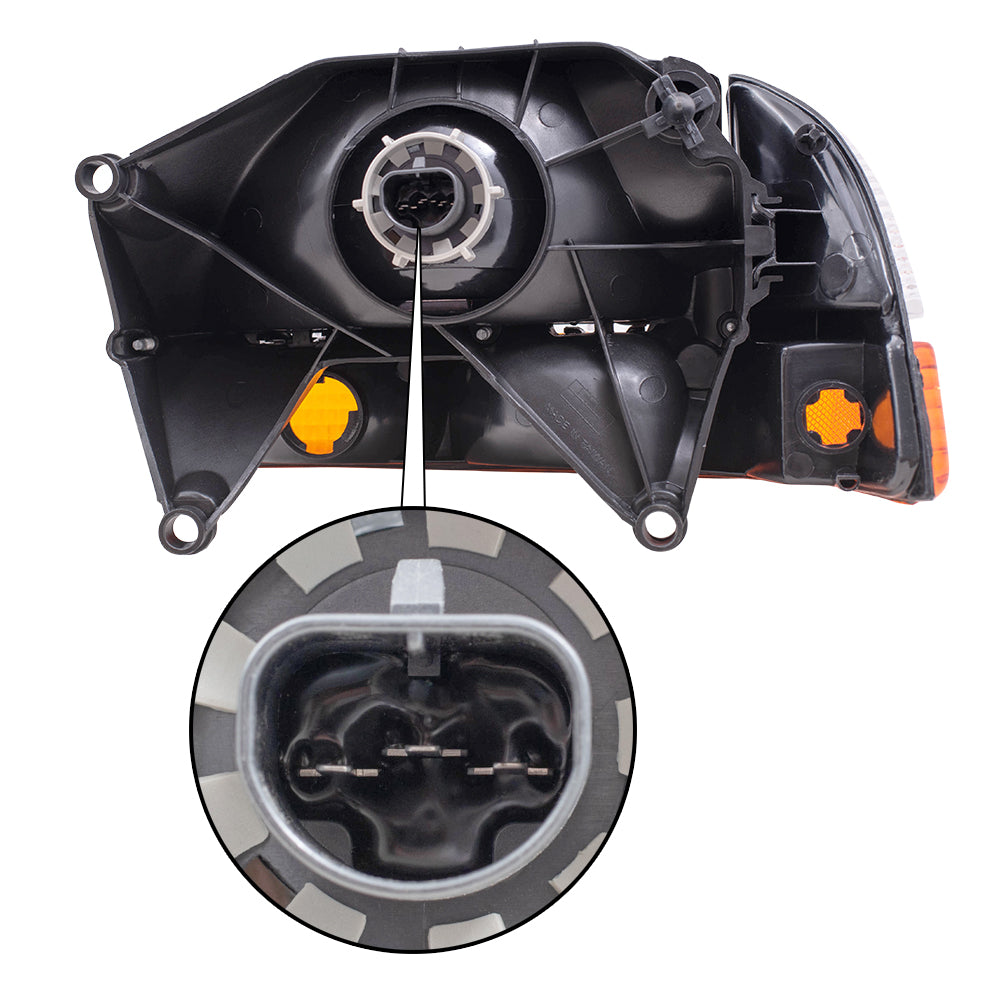 Brock Replacement Set Driver and Passenger Composite Headlights with Park Signal Lamp Compatible with 1997 Dakota 1998 Durango