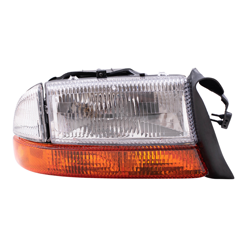 Brock Replacement Set Driver and Passenger Composite Headlights with Park Signal Lamp Compatible with 1997 Dakota 1998 Durango