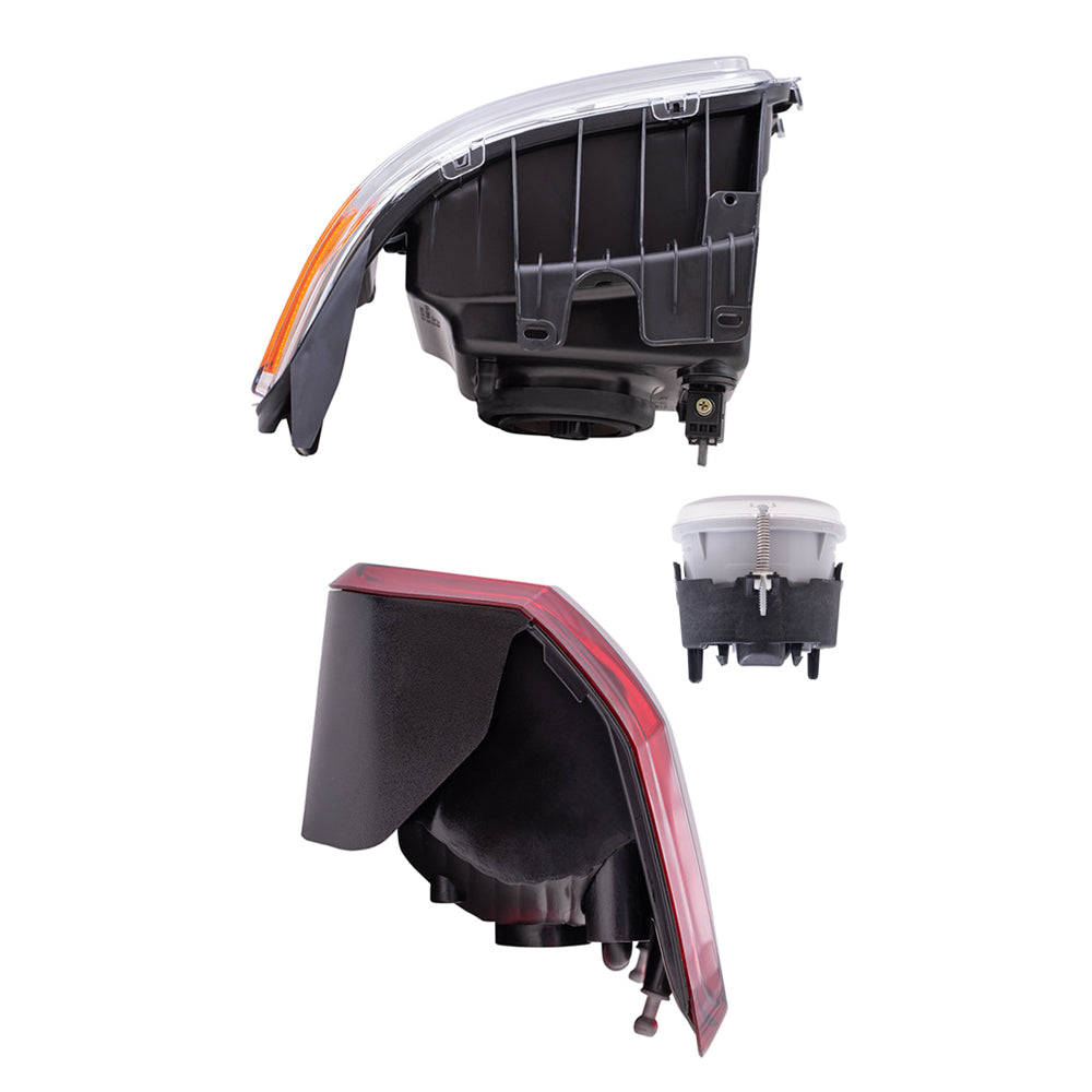 Brock Replacement Driver and Passenger Side Halogen Combination Headlight Assemblies, Fog Light Units, and Tail Light Assemblies 6 Piece Set Compatible with 2011 Nitro