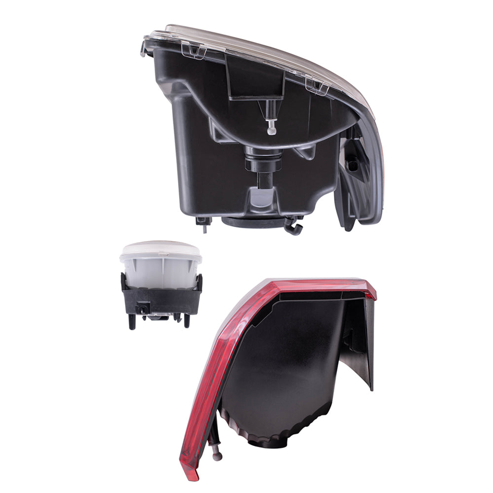 Brock Replacement Driver and Passenger Side Halogen Combination Headlight Assemblies, Fog Light Units, and Tail Light Assemblies 6 Piece Set Compatible with 2011 Nitro