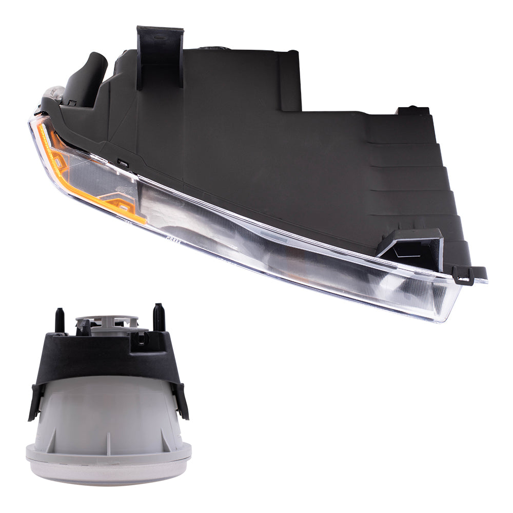 Brock Replacement Driver and Passenger Side Halogen Combination Headlight Assemblies and Fog Light Assemblies 4 Piece Set Compatible with 2008-2010 Grand Cherokee