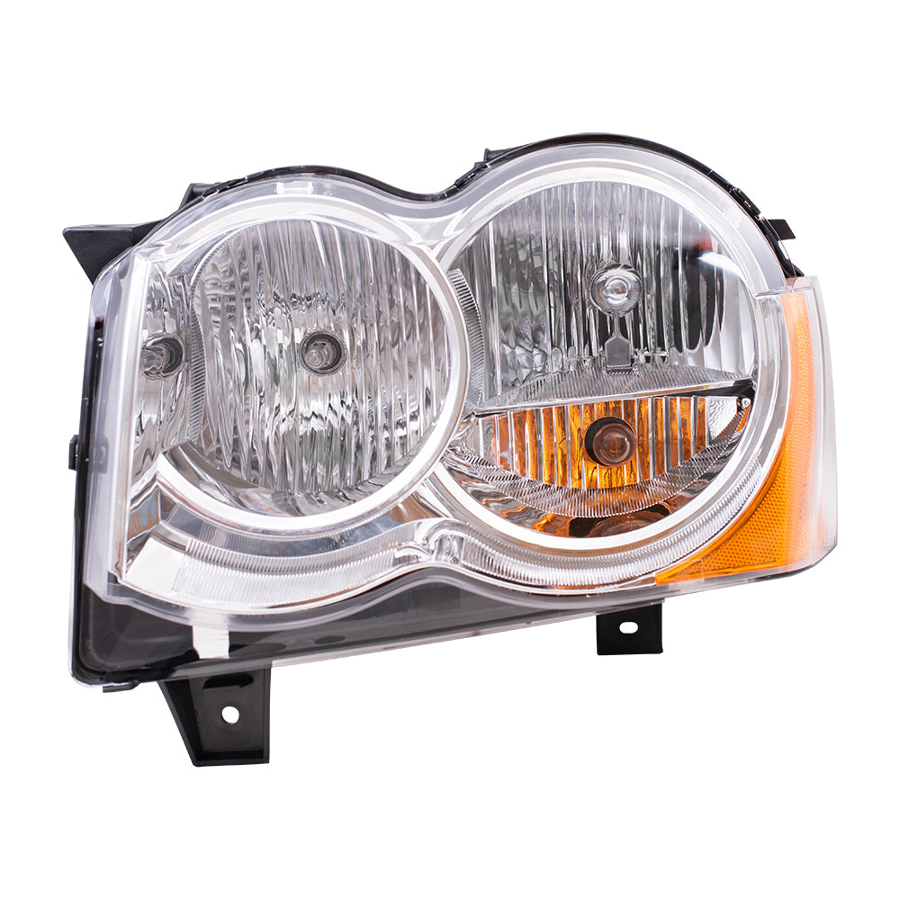 Brock Replacement Driver Halogen Headlight Compatible with 2008-2010 Grand Cherokee 55157483AE