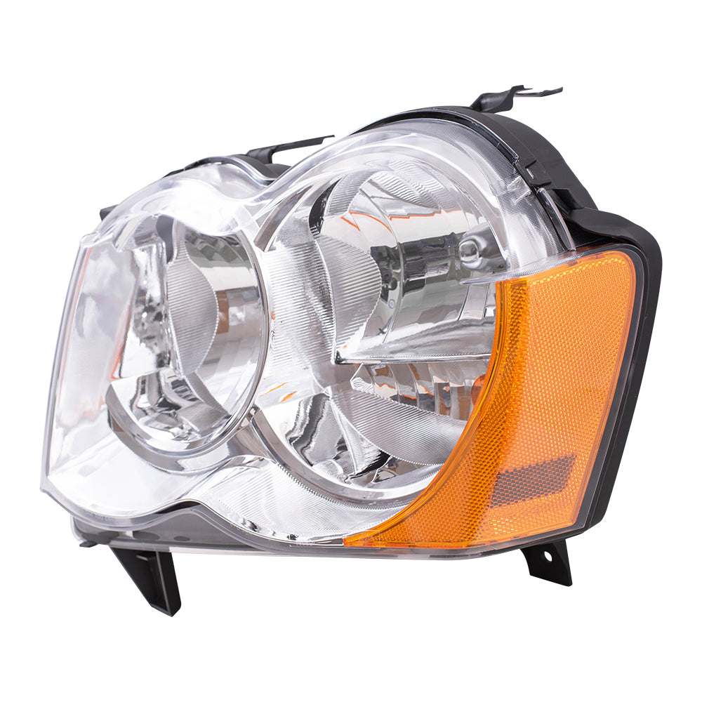 Brock Replacement Driver Halogen Headlight Compatible with 2008-2010 Grand Cherokee 55157483AE