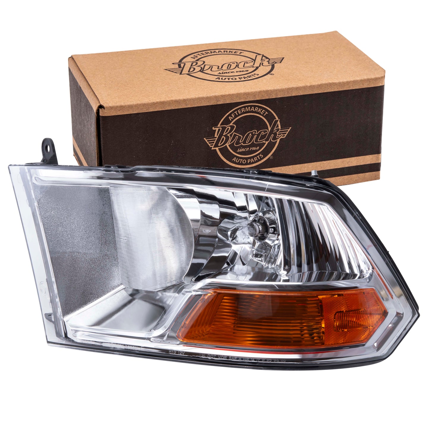 Brock 2221-0090L Driver Left Halogen Headlight Compatible With 2009-2010 Dodge RAM Pickup & 2011-2012 RAM Pickup Without Quad Headlights