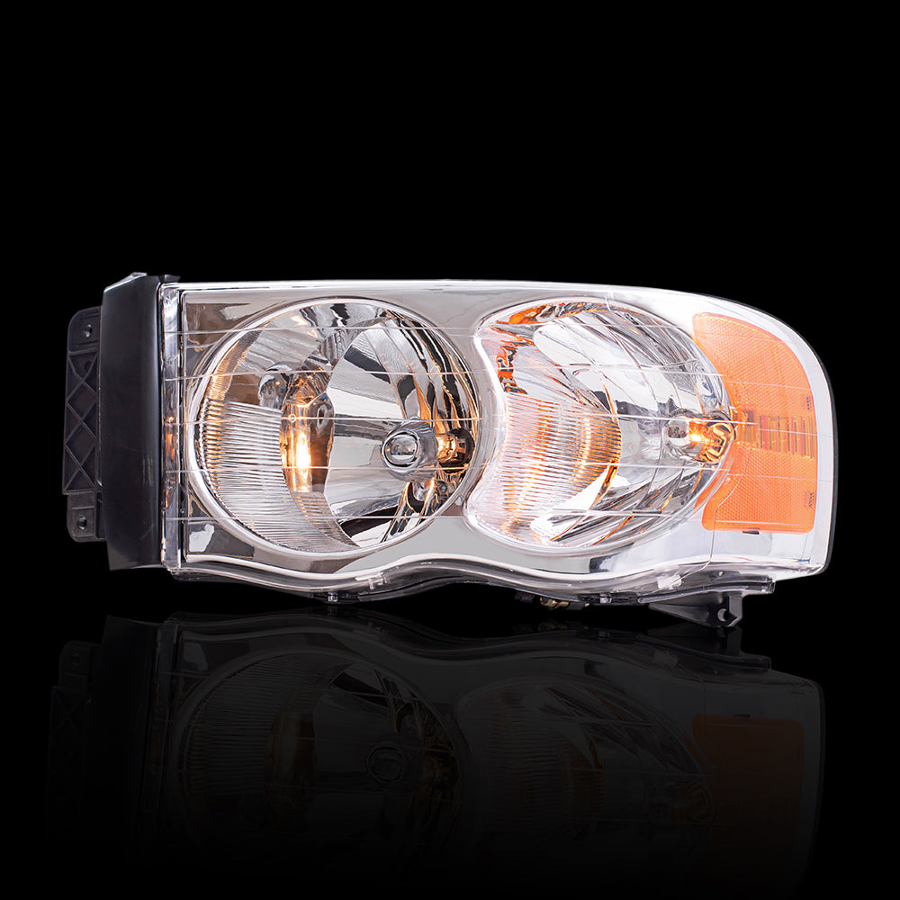 Brock Replacement Driver and Passenger Side Halogen Combination Headlight Assemblies Compatible with 2002-2005 Dodge Ram 1500