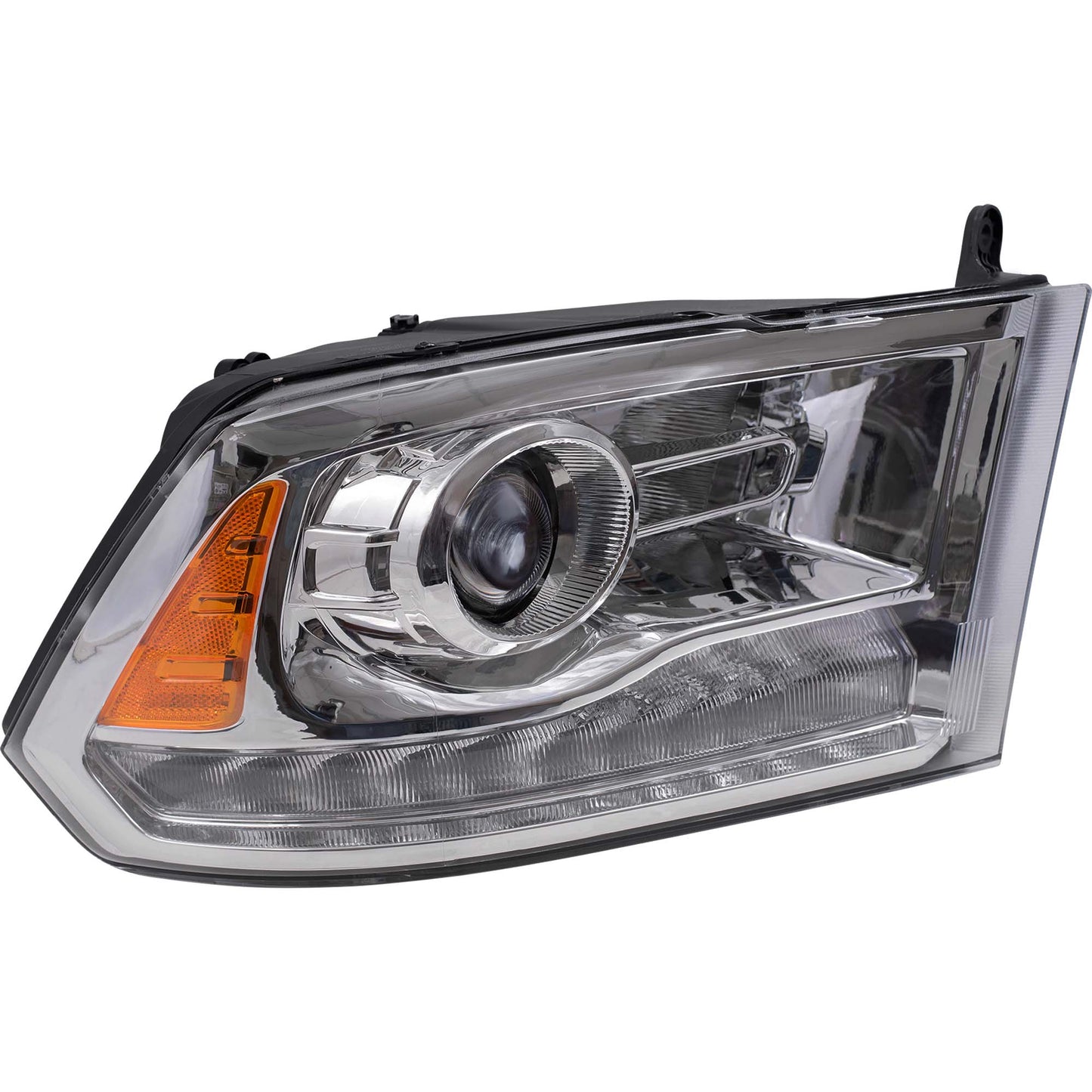 Brock Replacement Passenger Side Projector Type Halogen Combination Headlight Assembly with Chrome Bezel Compatible with 2016-2018 1500/2500/3500 & 2019-2021 1500 Classic