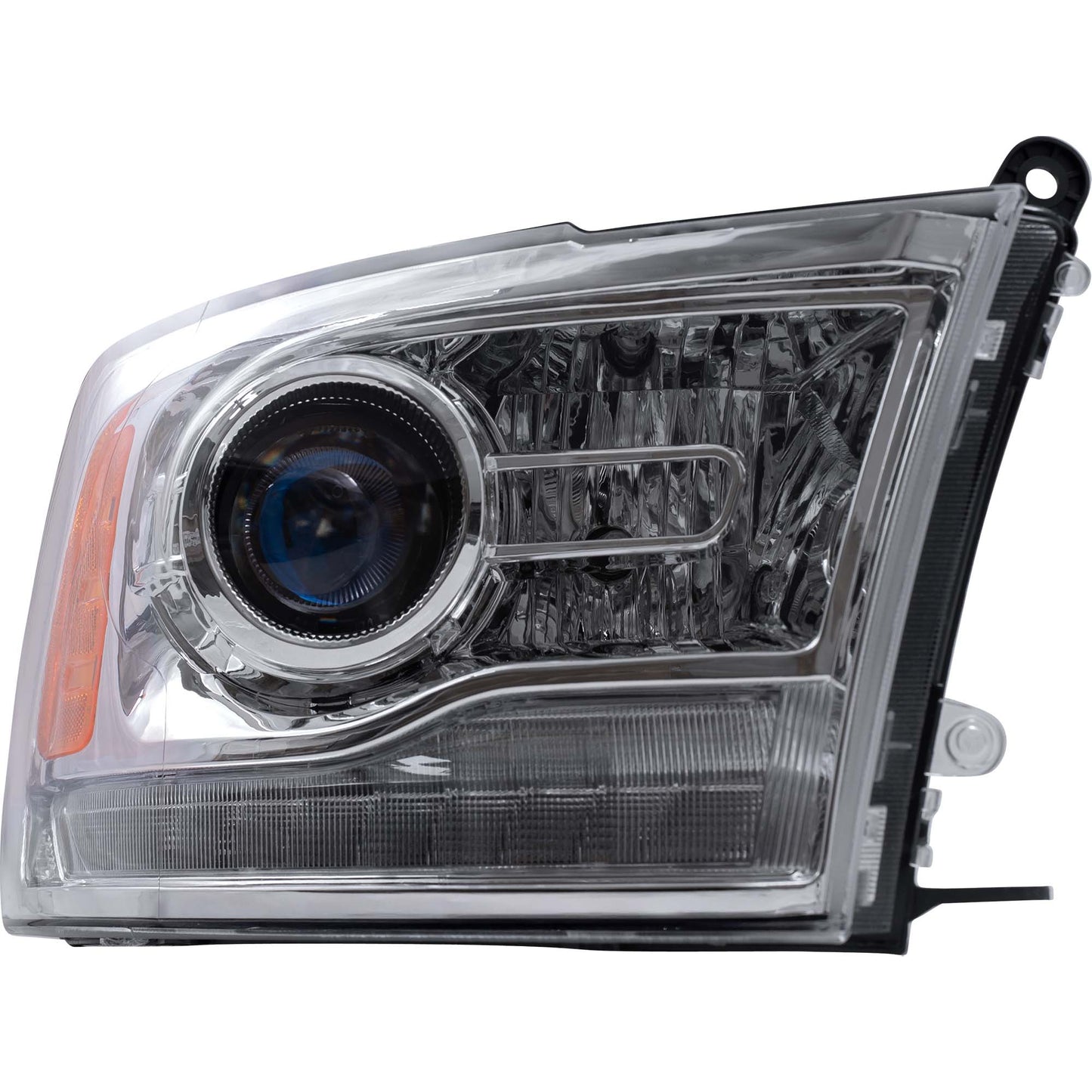 Brock Replacement Passenger Side Projector Type Halogen Combination Headlight Assembly with Chrome Bezel Compatible with 2016-2018 1500/2500/3500 & 2019-2021 1500 Classic