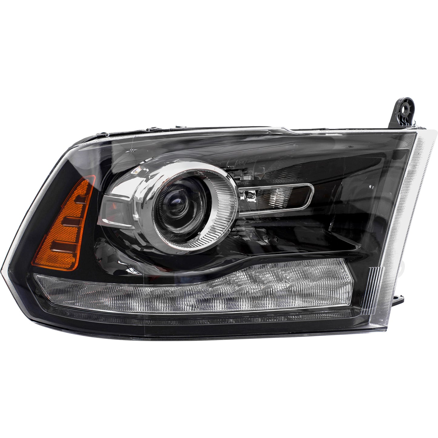 Brock Replacement Passenger Side Projector Type Halogen Combination Headlight Assembly with Black Bezel Compatible with 2016-2018 1500/2500/3500 & 2019-2021 1500 Classic
