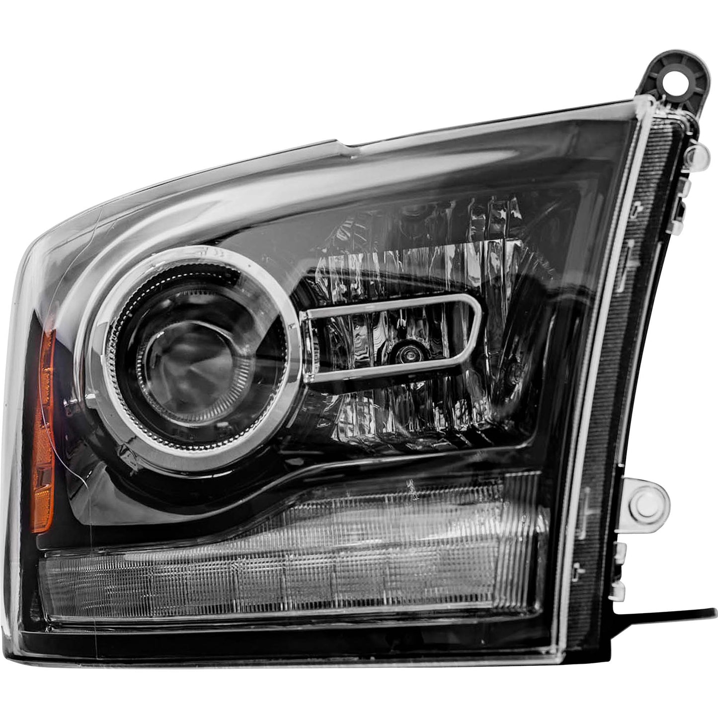 Brock Replacement Passenger Side Projector Type Halogen Combination Headlight Assembly with Black Bezel Compatible with 2016-2018 1500/2500/3500 & 2019-2021 1500 Classic
