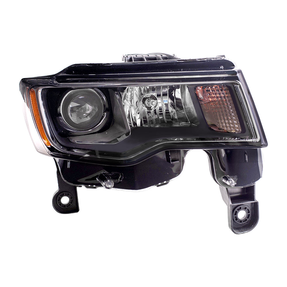 Brock Replacement Driver and Passenger Side Halogen Combination Headlight Assembly with Chrome Bezel Set Compatible with 2017-2020 Grand Cherokee