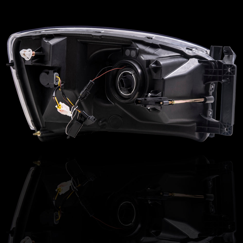 Headlight for 2006-2008 Ram 1500 Projector Type w/ LED DRL Black for 2006-2009 Ram 2500 Set