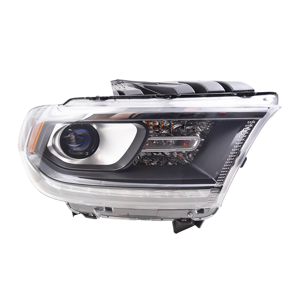 Brock Aftermarket Replacement Driver Left Passenger Right Halogen Combination Headlight Assembly With Black Bezel-Daytime Running Light Set Compatible With 2014-2015 Dodge Durango