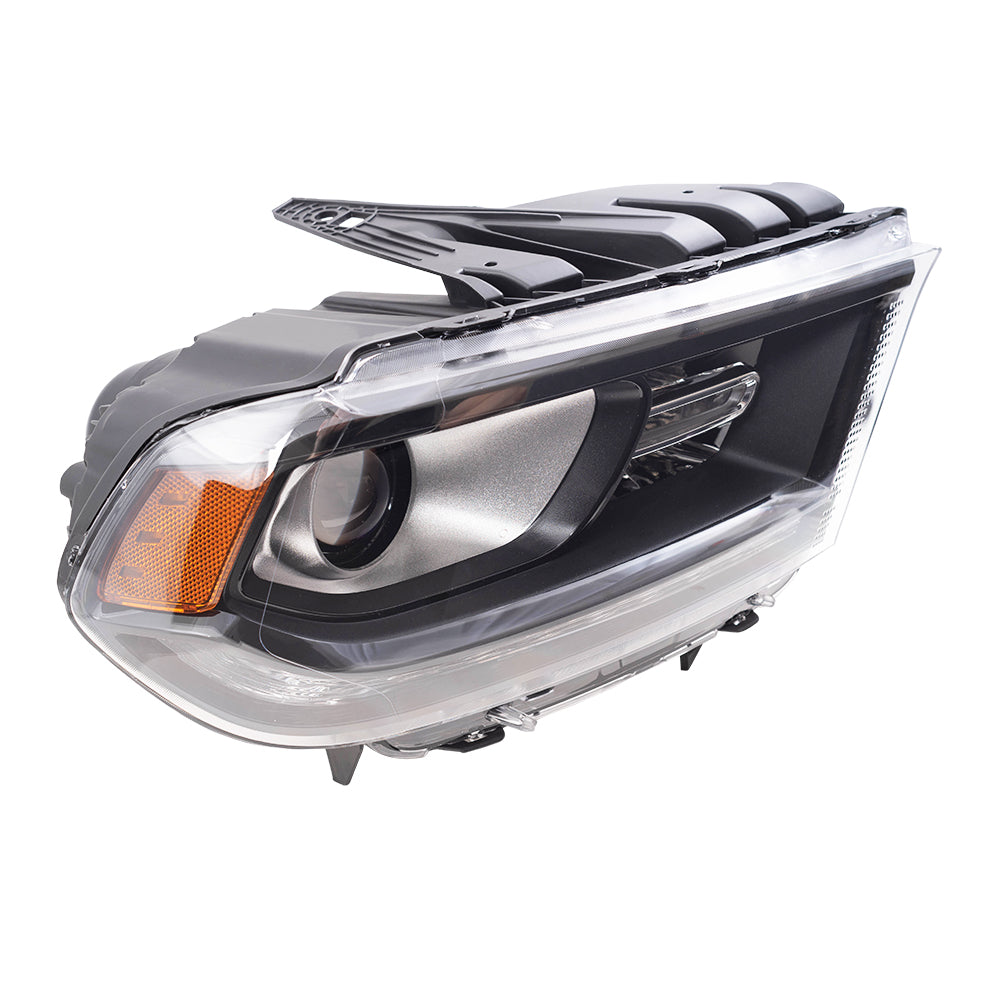 Brock Aftermarket Replacement Driver Left Passenger Right Halogen Combination Headlight Assembly With Black Bezel-Daytime Running Light Set Compatible With 2014-2015 Dodge Durango