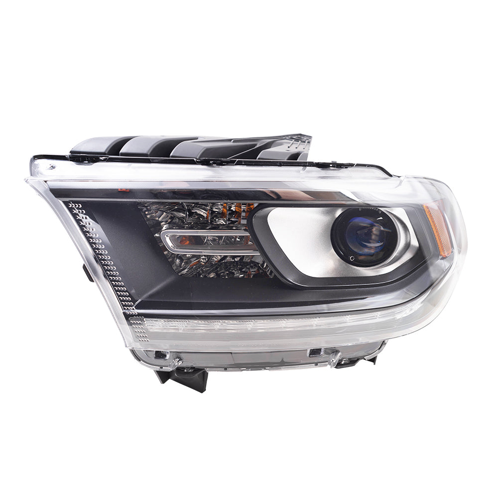 Brock Aftermarket Replacement Driver Left Halogen Combination Headlight Assembly With Black Bezel-Daytime Running Light Compatible With 2014-2015 Dodge Durango