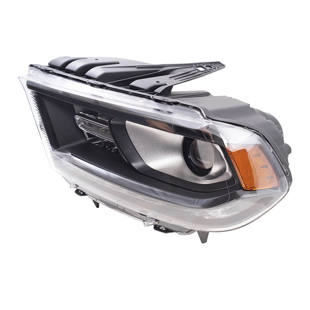 Brock Aftermarket Replacement Driver Left Halogen Combination Headlight Assembly With Black Bezel-Daytime Running Light Compatible With 2014-2015 Dodge Durango
