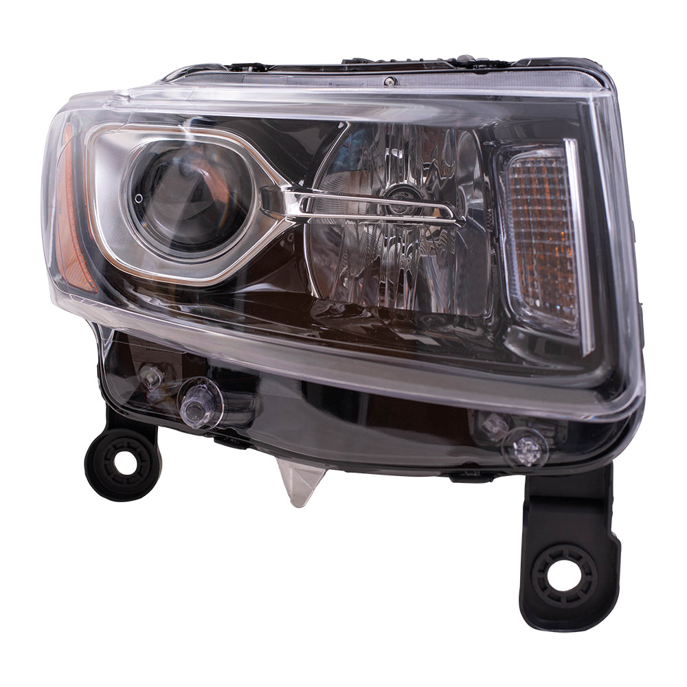 Brock Aftermarket Replacement Passenger Right Halogen Combination Headlight Assembly With Black Bezel
