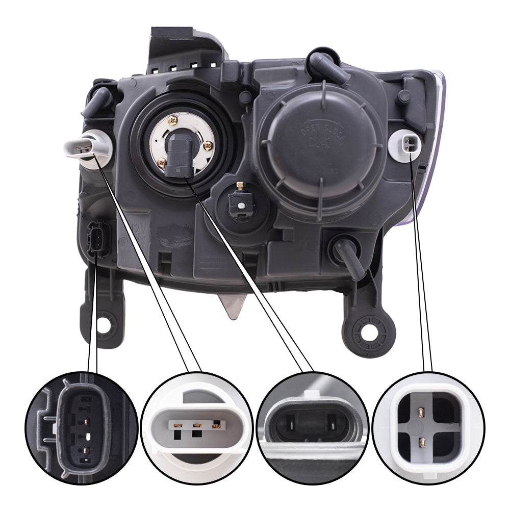 Brock Aftermarket Replacement Passenger Right Halogen Combination Headlight Assembly With Black Bezel
